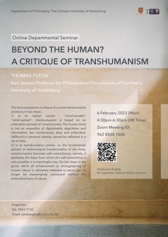 Philosophy - Departmental Seminar: Beyond The Human? A Critique Of ...